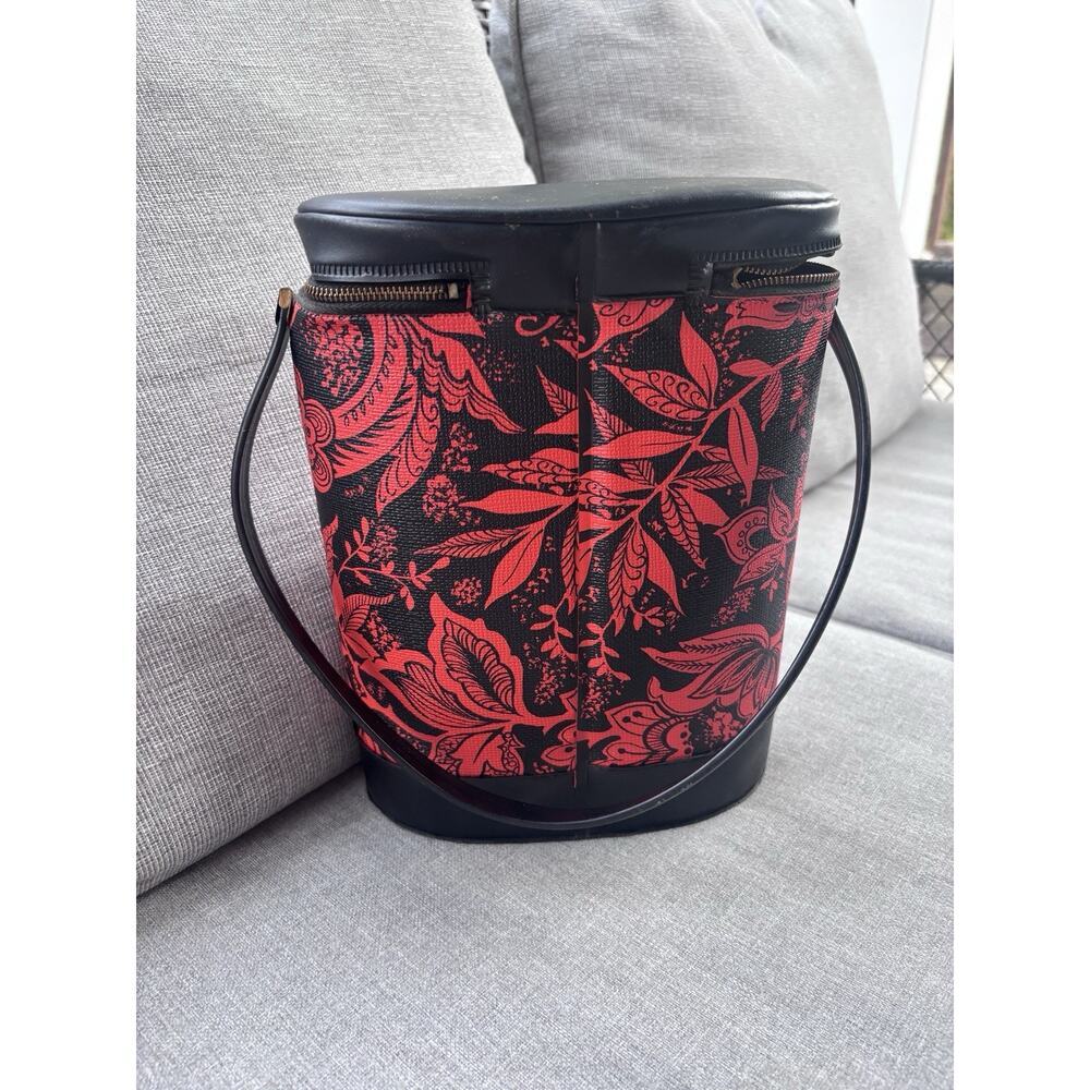 Vintage Aladdin Thermos Vinyl Bag Red Floral Rose Flowers - Picture 6 of 9
